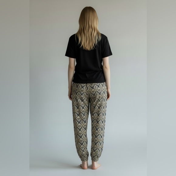 THML Black and Cream Patterned Joggers - Picture 3 of 5